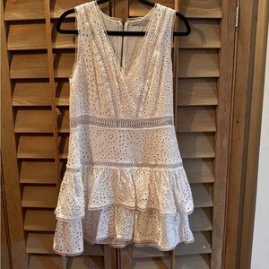 Alice + Olivia Embroidered Eyelet Mini Dress Size 4 Like New